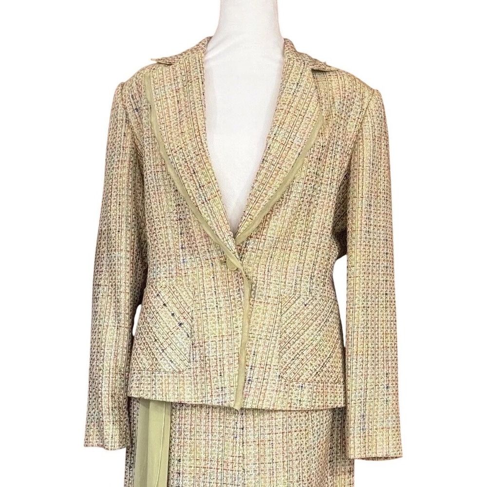 Suit Blazer Tweed Boucle Career Office Business Worthington NWT 12 Green Y2K